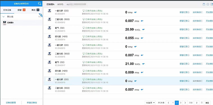 四合一氣體檢測儀物聯(lián)網(wǎng)平臺